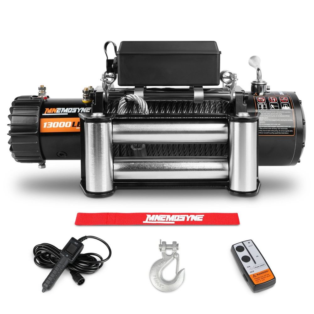 MNEMOSYNE Electric Winch 13000lbs 12V Steel Cable Towing Trailer 4WD 4X4 Truck