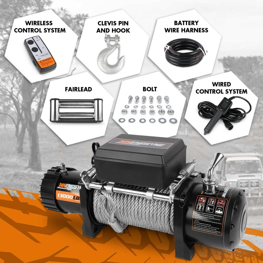 MNEMOSYNE Electric Winch 13000lbs 12V Steel Cable Towing Trailer 4WD 4X4 Truck