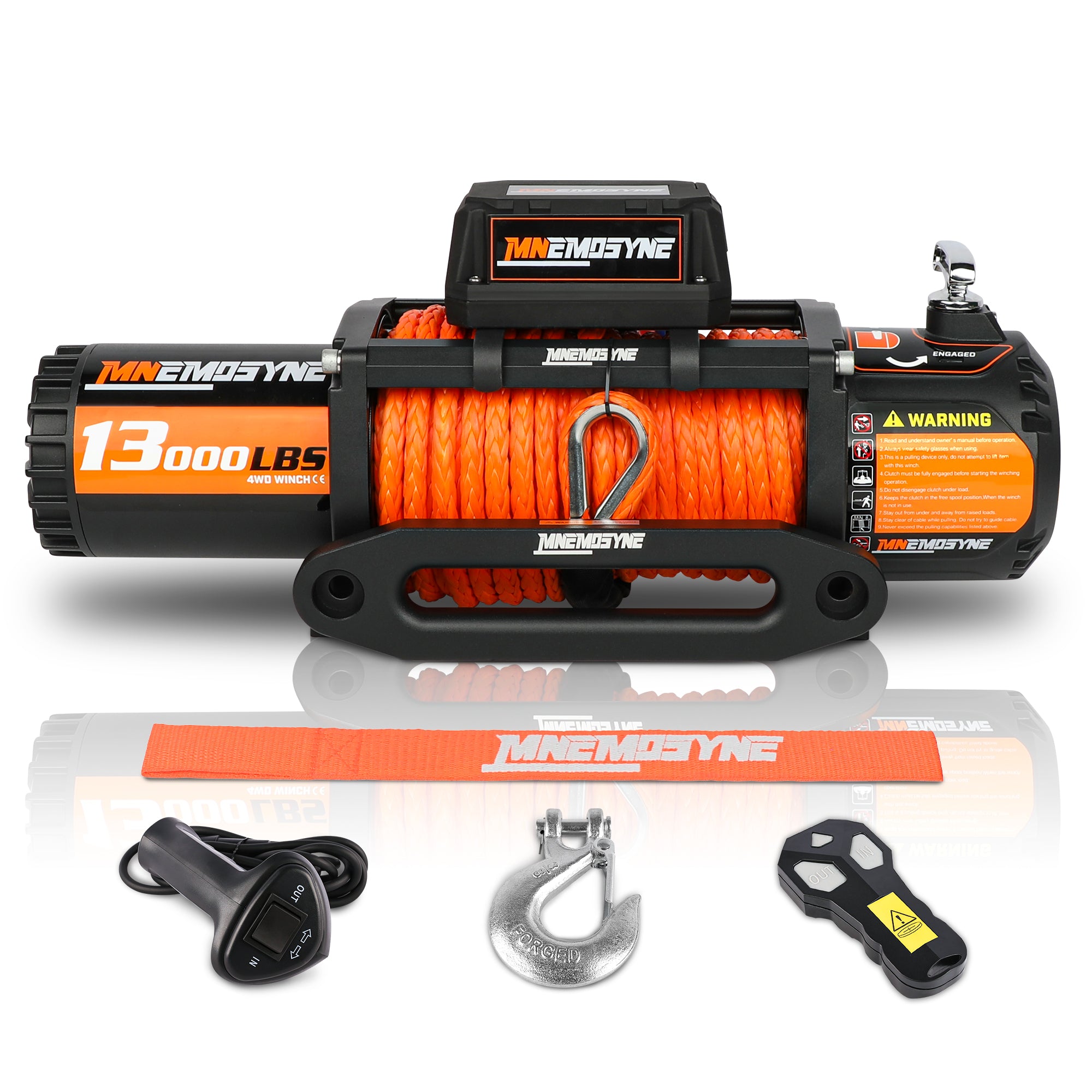 MNEMOSYNE Electric Winch 13000lbs 12V Synthetic Cable Towing Trailer 4WD 4X4 Truck