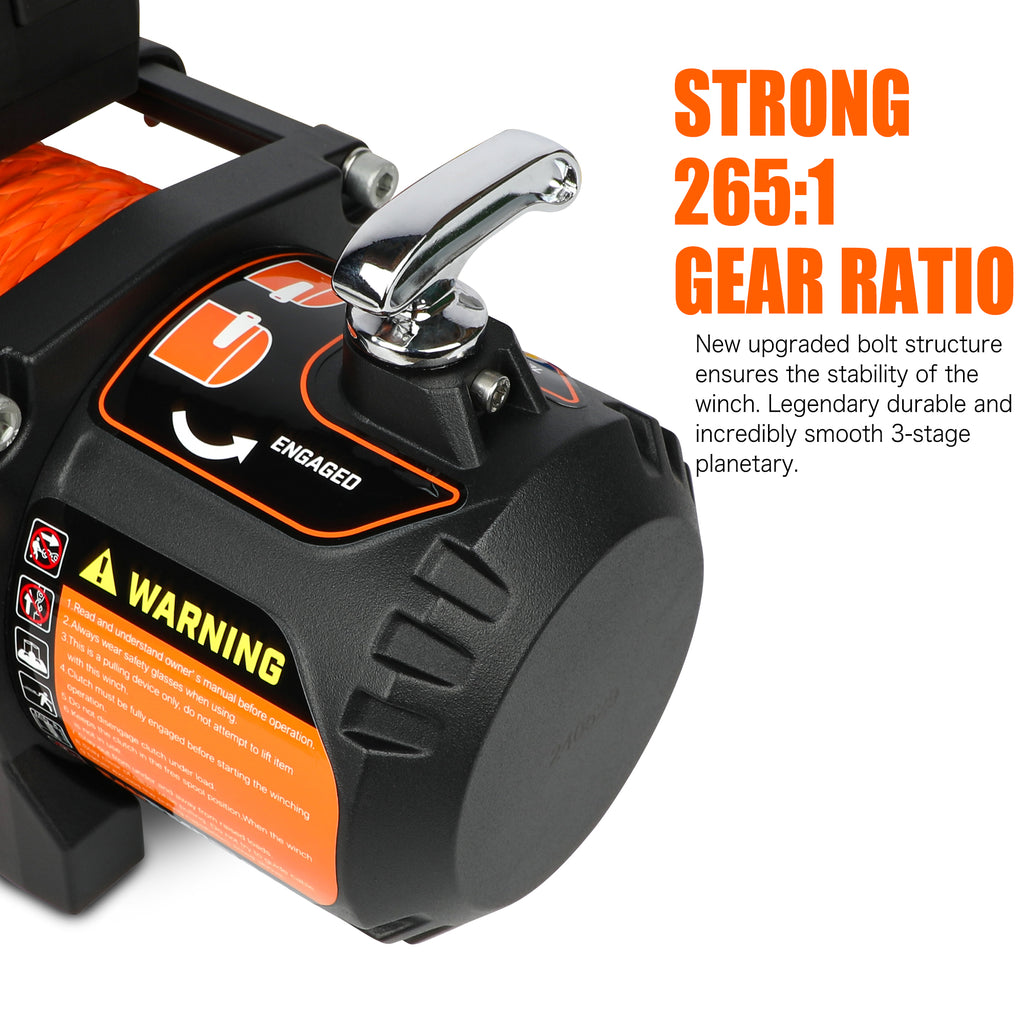 MNEMOSYNE Electric Winch 13000lbs 12V Synthetic Cable Towing Trailer 4WD 4X4 Truck