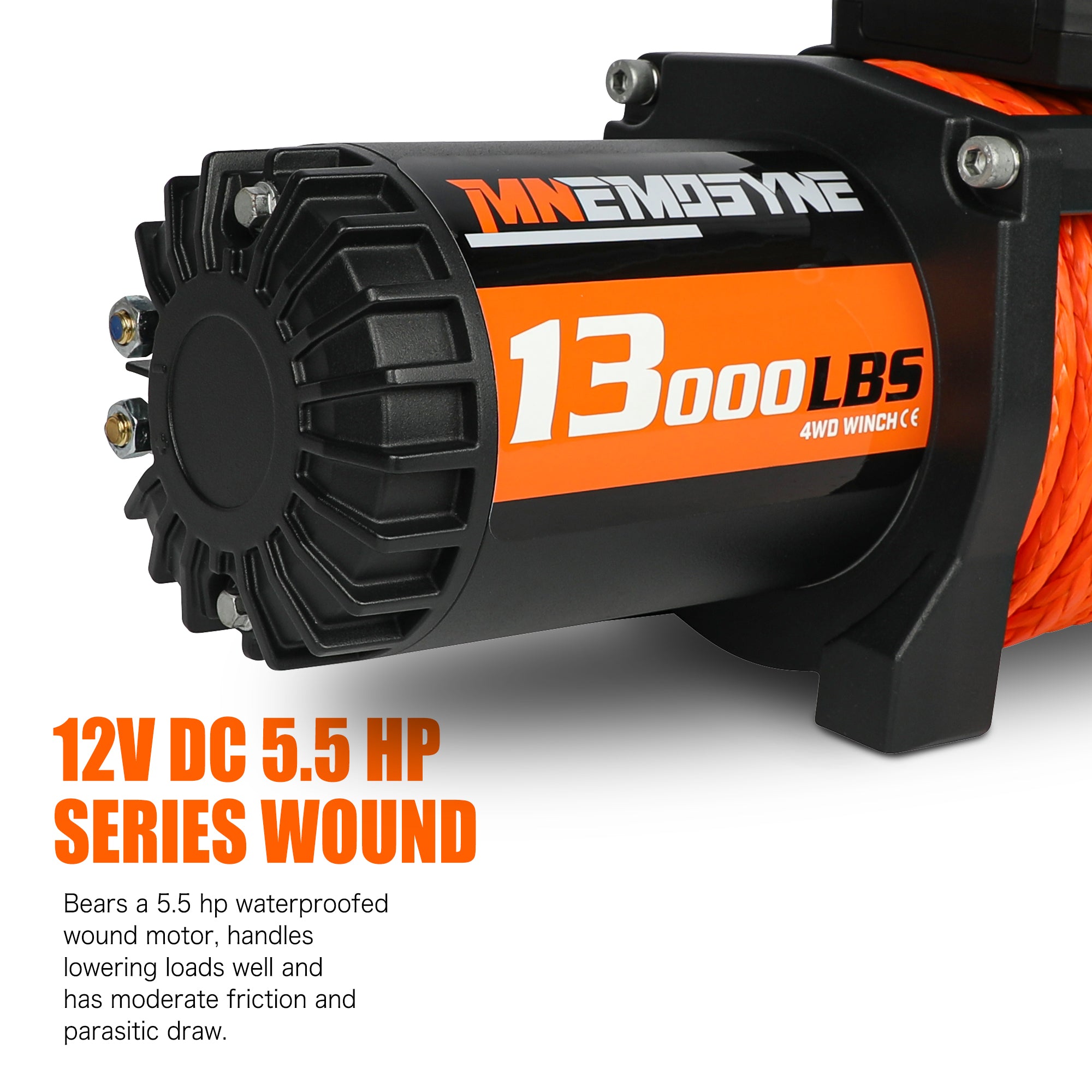 MNEMOSYNE Electric Winch 13000lbs 12V Synthetic Cable Towing Trailer 4WD 4X4 Truck