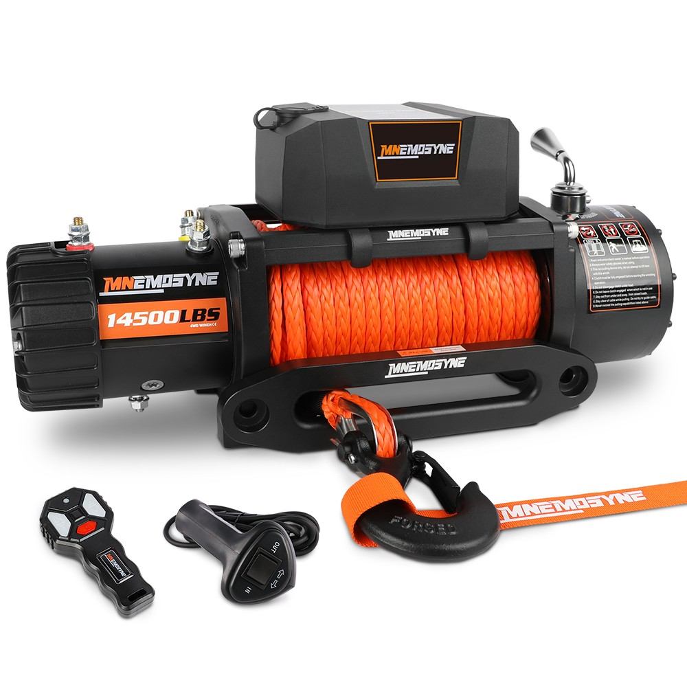 MNEMOSYNE Electric Winch 14500LBS Synthetic Rope 12V Wireless 4WD Trailer Towing