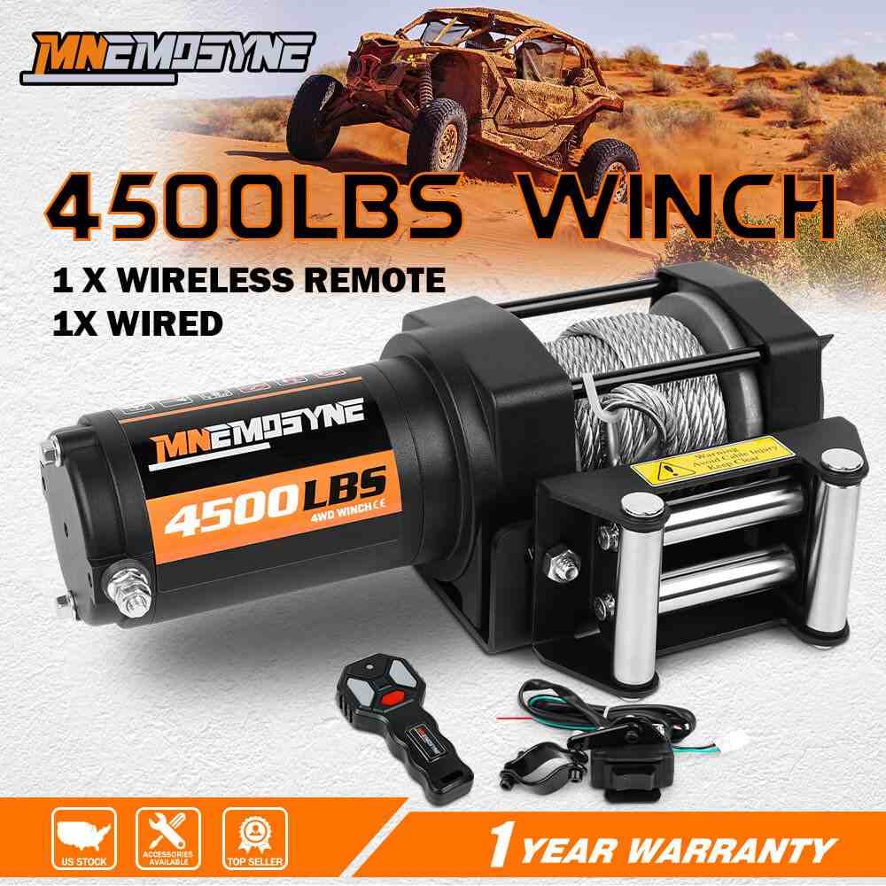 MNEMOSYNE Electric Winch 4500lb Steel Rope Wireless Remote Towing ATV UTV