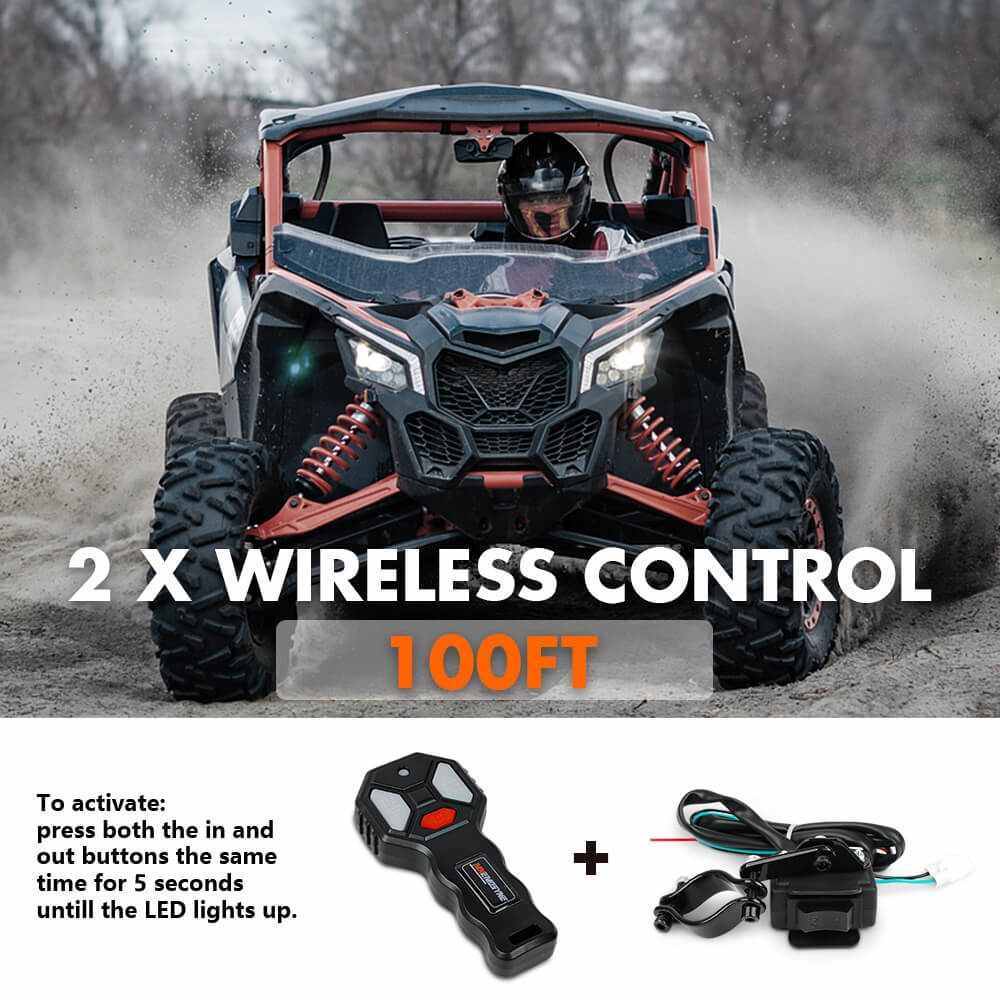 MNEMOSYNE Electric Winch 4500lb Synthetic Rope Wireless Remote Towing ATV UTV