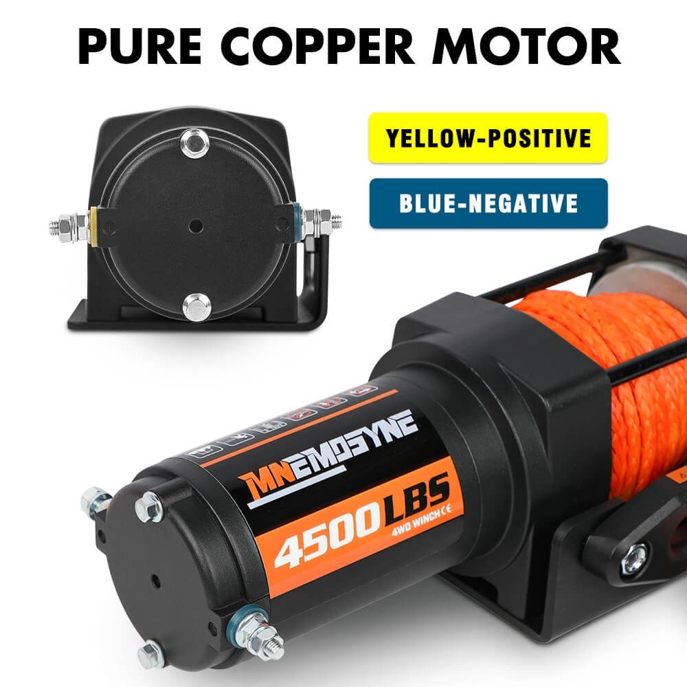 MNEMOSYNE Electric Winch 4500lb Synthetic Rope Wireless Remote Towing ATV UTV