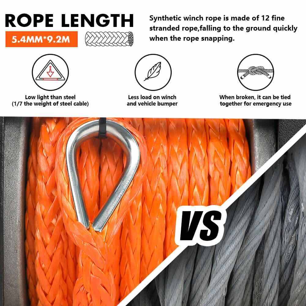 MNEMOSYNE Electric Winch 4500lb Synthetic Rope Wireless Remote Towing ATV UTV