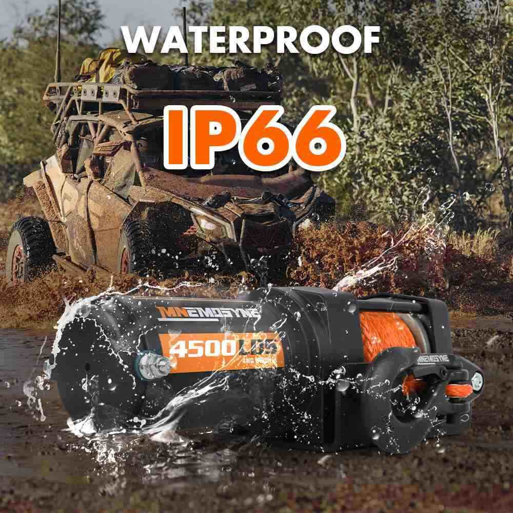 MNEMOSYNE Electric Winch 4500lb Synthetic Rope Wireless Remote Towing ATV UTV