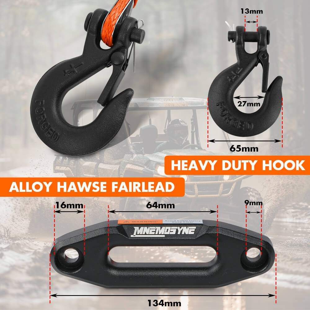 MNEMOSYNE Electric Winch 4500lb Synthetic Rope Wireless Remote Towing ATV UTV