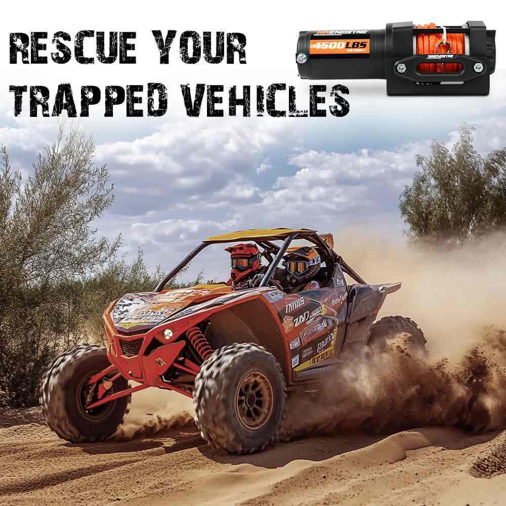 MNEMOSYNE Electric Winch 4500lb Synthetic Rope Wireless Remote Towing ATV UTV