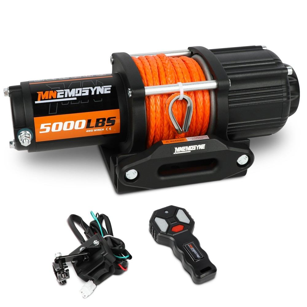 MNEMOSYNE Electric Winch 5000lb Synthetic Rope Wireless Remote Towing ATV UTV