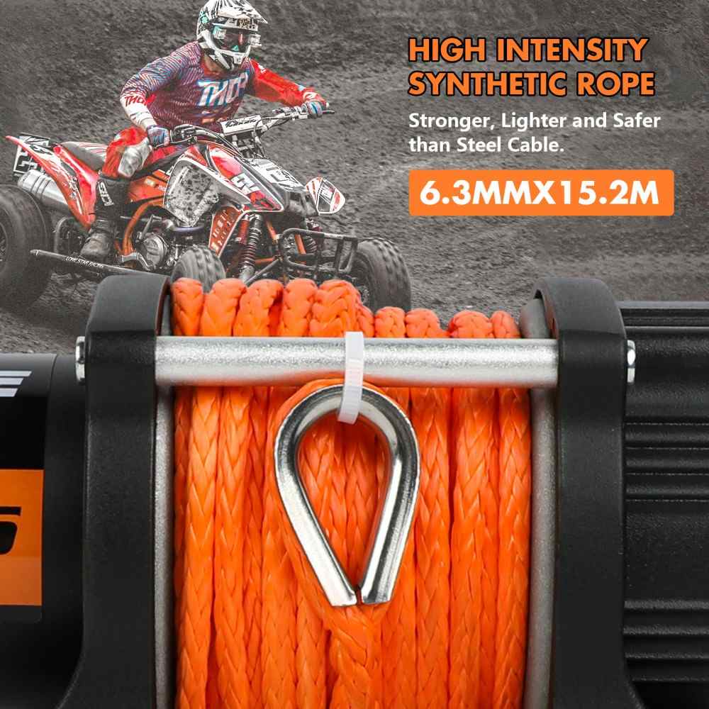 MNEMOSYNE Electric Winch 5000lb Synthetic Rope Wireless Remote Towing ATV UTV