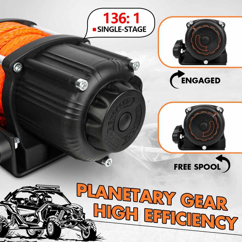 MNEMOSYNE Electric Winch 5000lb Synthetic Rope Wireless Remote Towing ATV UTV