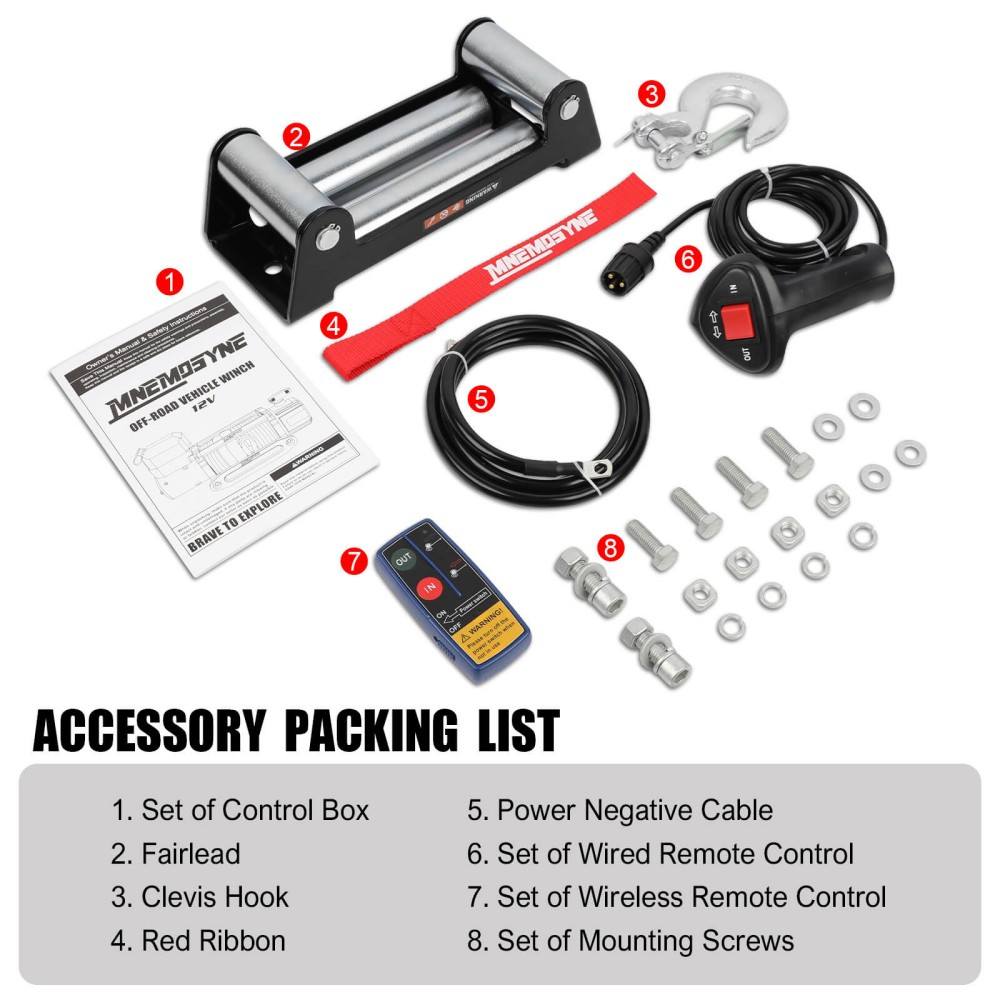 MNEMOSYNE Winch 13500LBS 12V Wireless Steel Cable Truck Trailer Towing 4WD