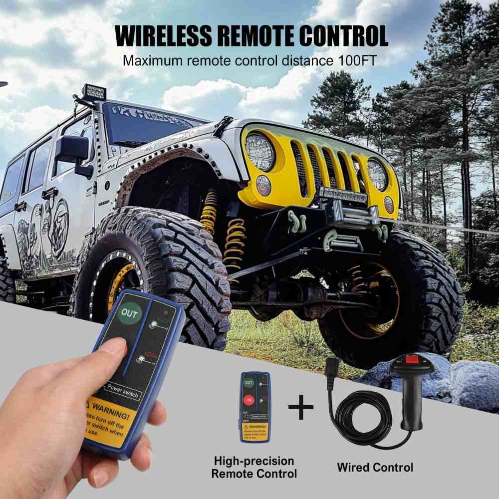 MNEMOSYNE Winch 13500LBS 12V Wireless Steel Cable Truck Trailer Towing 4WD