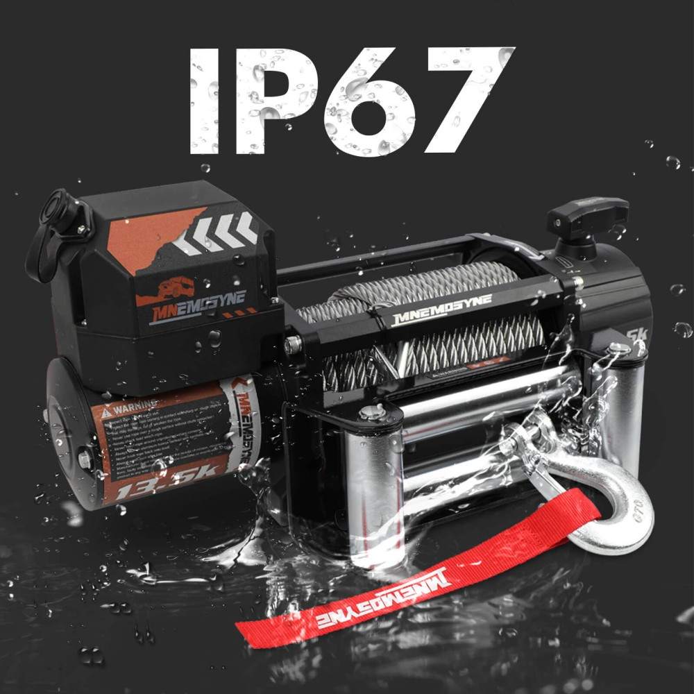 MNEMOSYNE Winch 13500LBS 12V Wireless Steel Cable Truck Trailer Towing 4WD