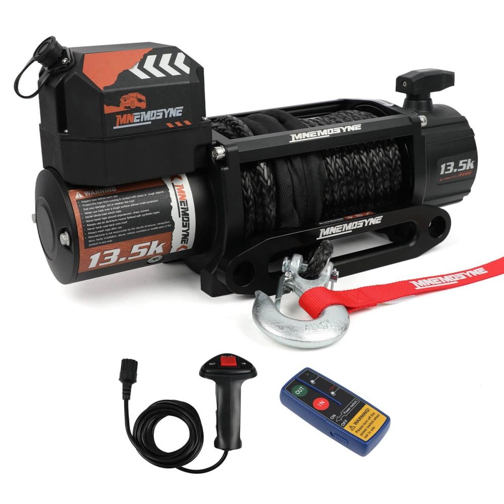 MNEMOSYNE Electric Winch 13500LBS 12V Wireless Synthetic Cable Truck Trailer Towing