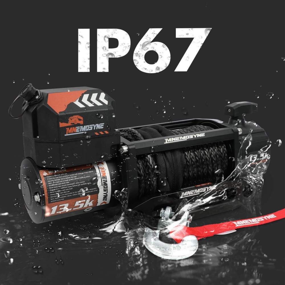 MNEMOSYNE Electric Winch 13500LBS 12V Wireless Synthetic Cable Truck Trailer Towing