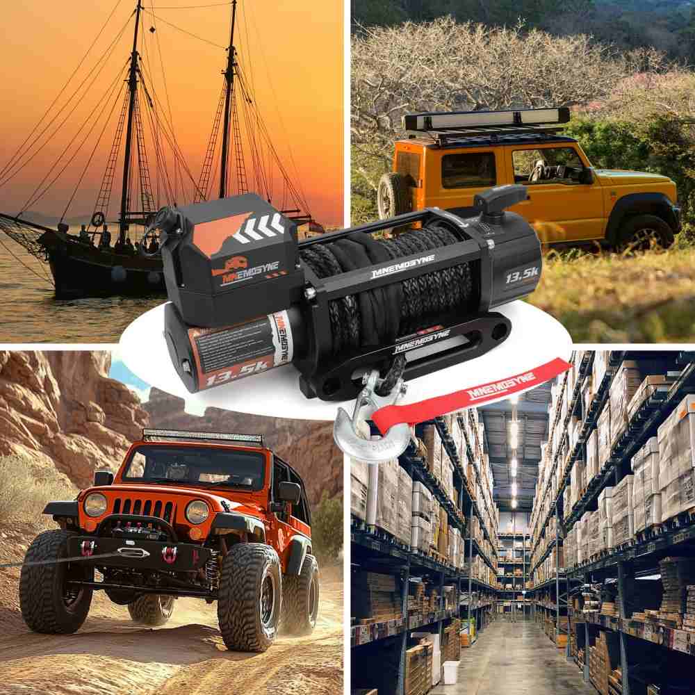 MNEMOSYNE Electric Winch 13500LBS 12V Wireless Synthetic Cable Truck Trailer Towing