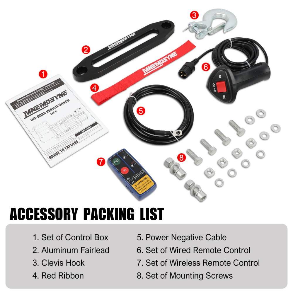 MNEMOSYNE Electric Winch 13500LBS 12V Wireless Synthetic Cable Truck Trailer Towing