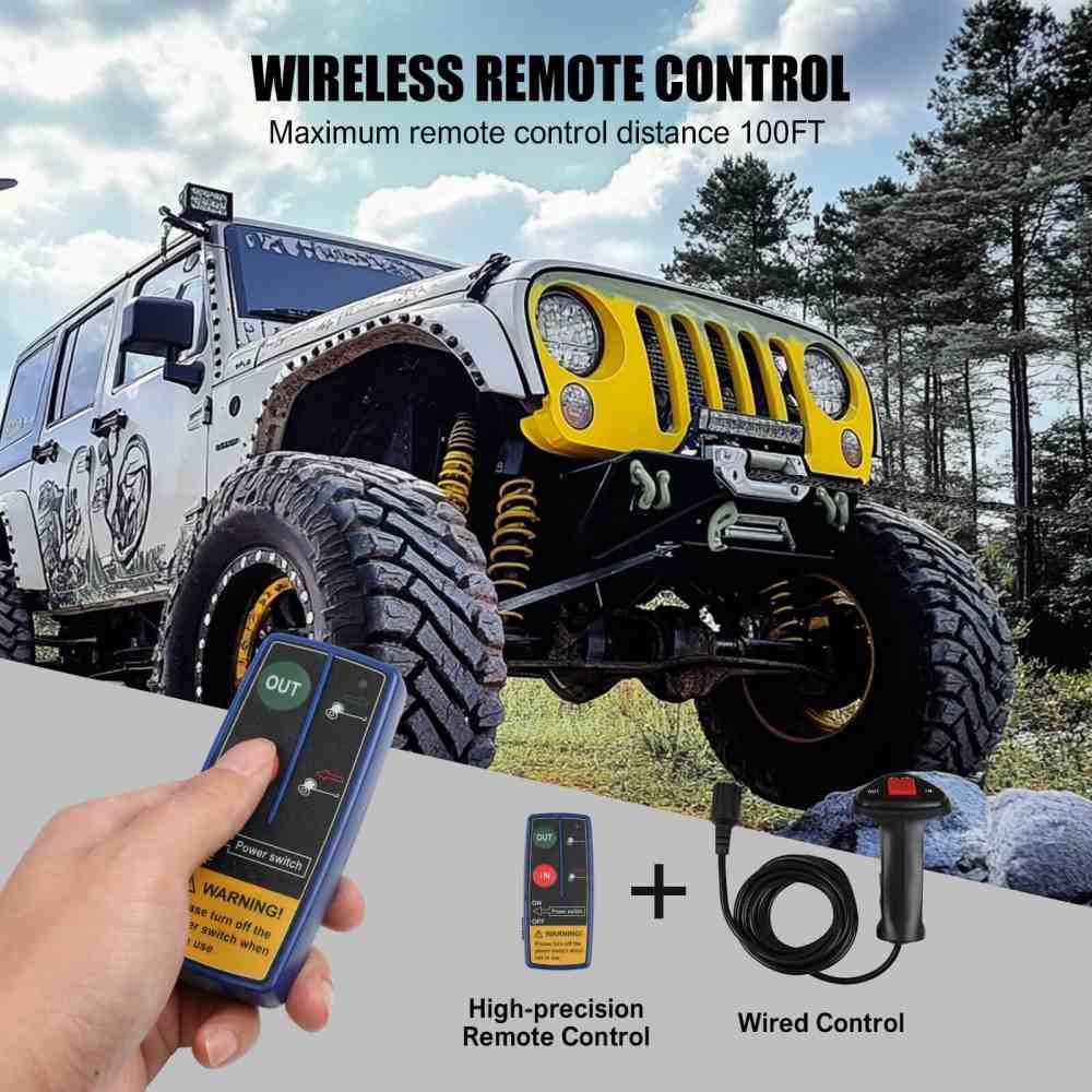 MNEMOSYNE Electric Winch 13500LBS 12V Wireless Synthetic Cable Truck Trailer Towing
