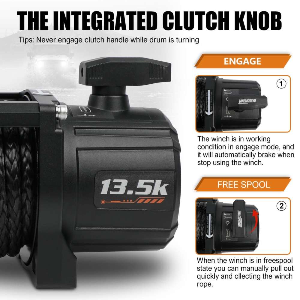 MNEMOSYNE Electric Winch 13500LBS 12V Wireless Synthetic Cable Truck Trailer Towing